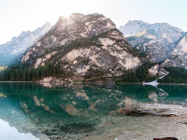 Mountain lake with clear water
