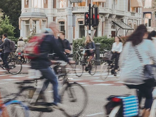 Blurred bicycle traffic