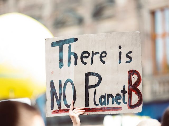 Plakat mit der Aufschrift "There is no planet B" 