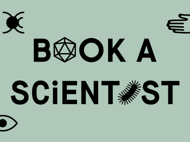 Banner mit Aufschrift Book a Scientist