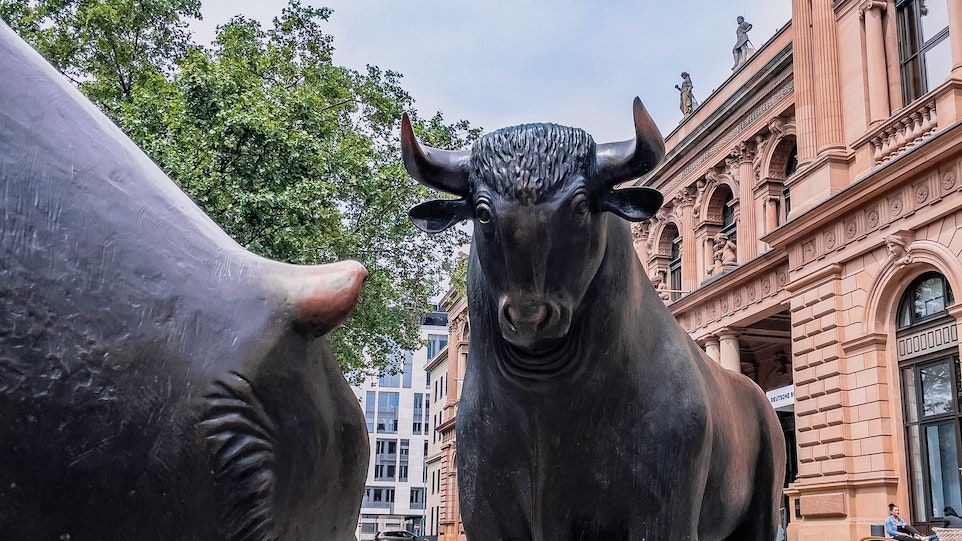 Bulle vor der Börse Frankfurt