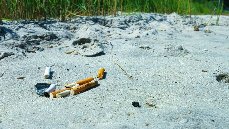 Kippen an einem Strand