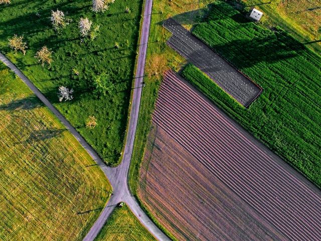 Vogelperspektive auf Landflächen