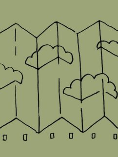 Illustration einer Landkarte mit Wolken darauf.