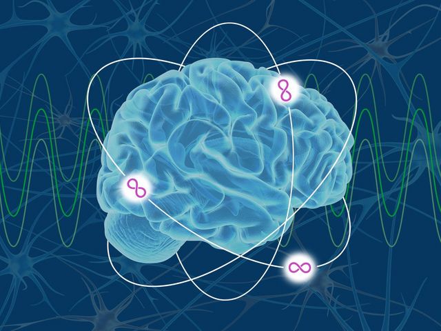 Visualisierung des Gehirns mit Schaltkreisen und Proteinen