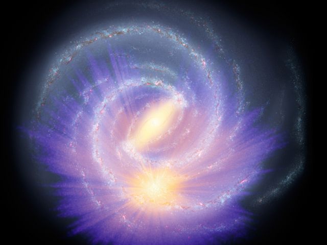 The picture shows the Milky Way and the central Galactic bar.