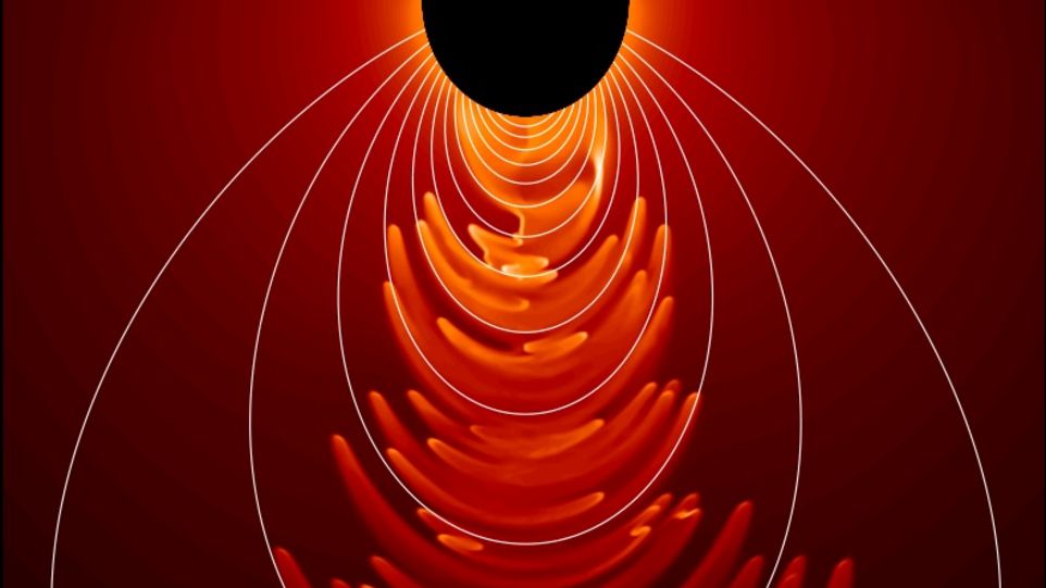 Grafische Darstellung der Magnetosphäre um einen Stern