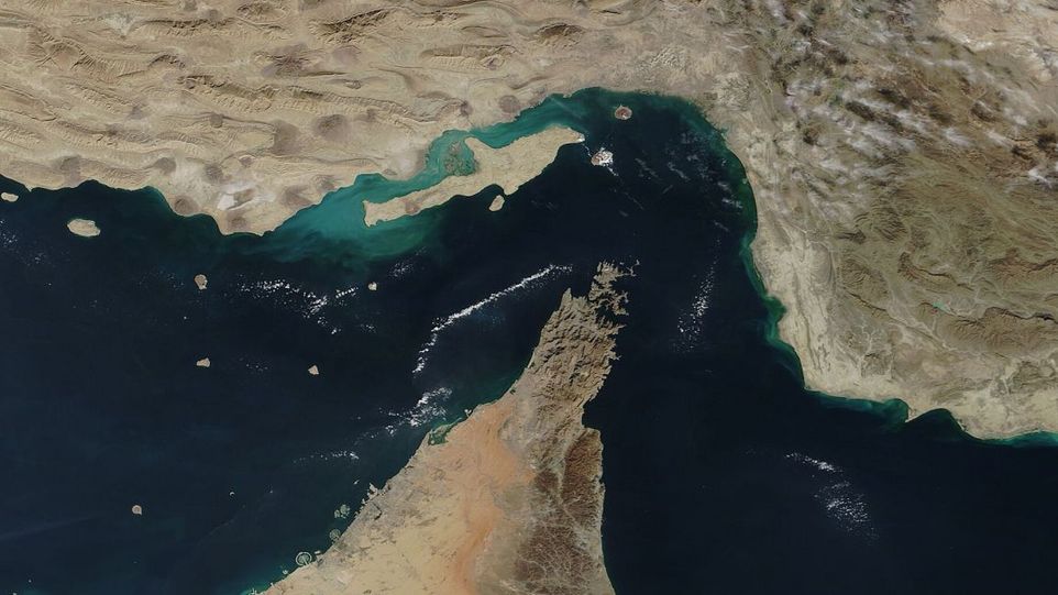 Satellite image of the Strait of Hormuz