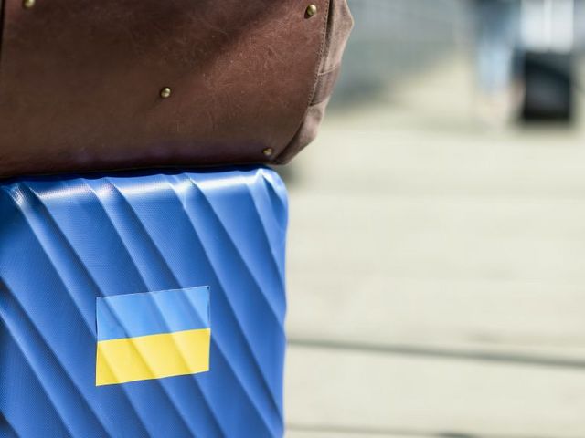 Koffer mit Ukraine-Flagge