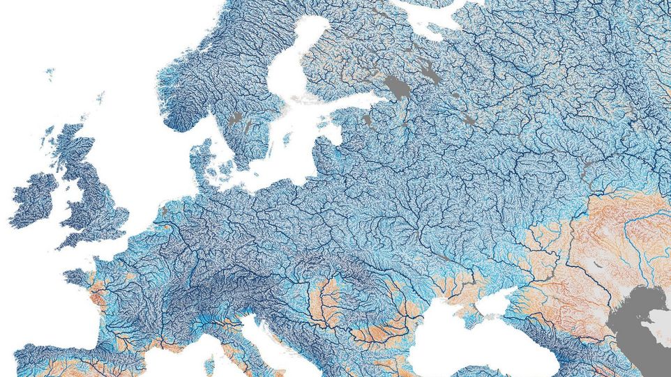 Animierte Karte die alle Flüsse Europas abbildet 